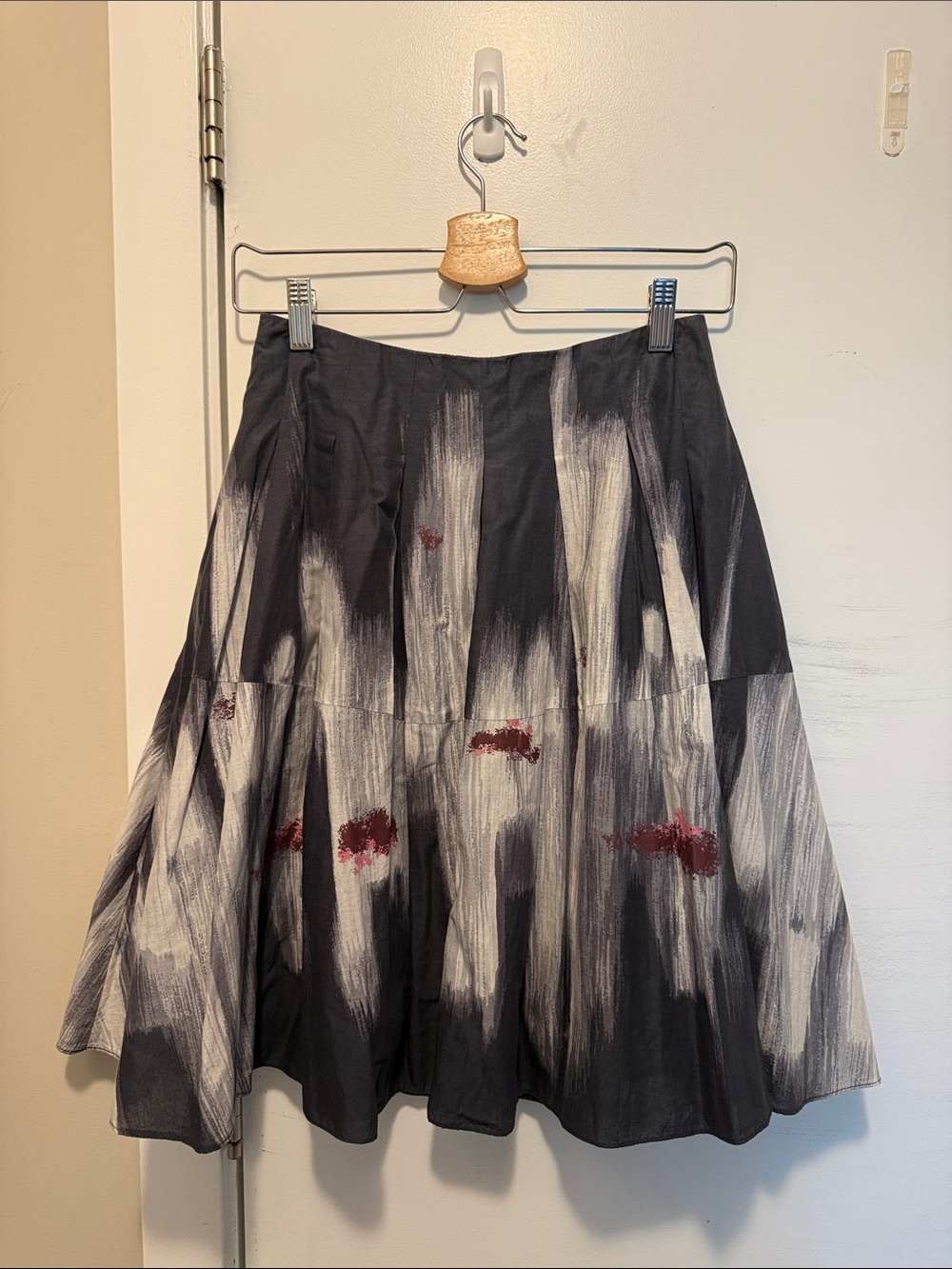 Marni SS21 Black & White Brushstroke Skirt with Red Accents